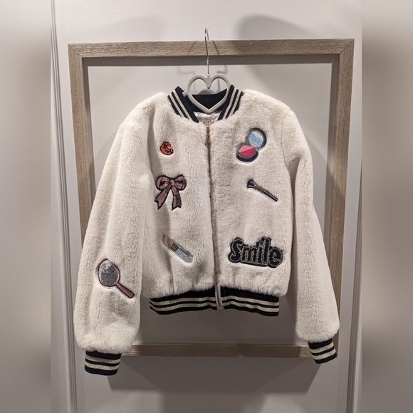 Hannah Banana Girls Size 7 Faux Fur and Embroidered Patch Jacket - Picture 1 of 6